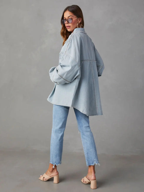 'Andrea' Lightweight Long Sleeve Denim Jacket - Celes Fashion